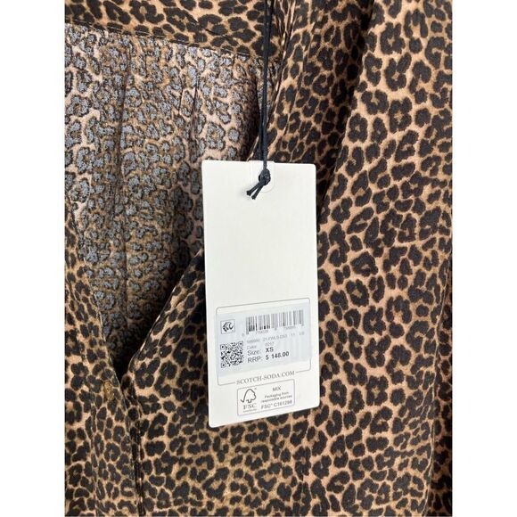 NWT Scotch & Soda Leopard V-neck Button-down Blouse - Picture 6 of 15